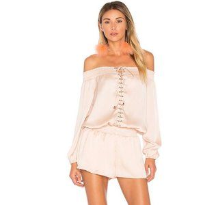 Portia Off the Shoulder Playsuit Blush Satin
